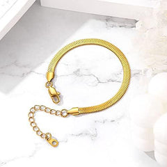 Gold Plated Herringbone Chain Bracelet for Women – Elegant Adjustable Bracelet for Daily & Party Wear