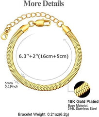 Gold Plated Herringbone Chain Bracelet for Women – Elegant Adjustable Bracelet for Daily & Party Wear
