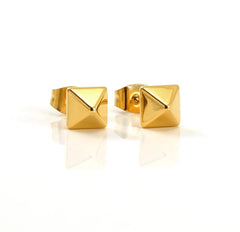 Gold Plated Pyramid Stud Earrings for Women – Minimalist Geometric Earrings for Daily & Office Wear DZOIR