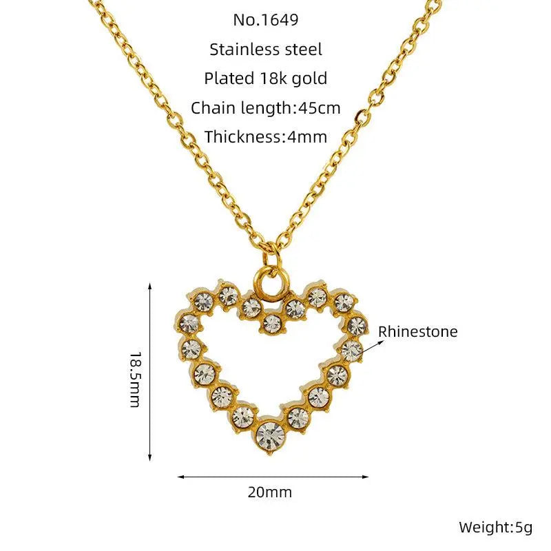 Gold Plated Heart Pendant Necklace with Crystals – Elegant Women’s Jewelry for Gifting & Daily Wear DZOIR