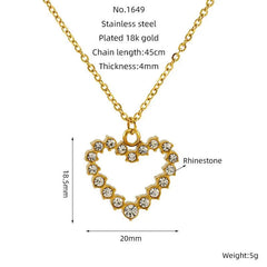 Gold Plated Heart Pendant Necklace with Crystals – Elegant Women’s Jewelry for Gifting & Daily Wear DZOIR
