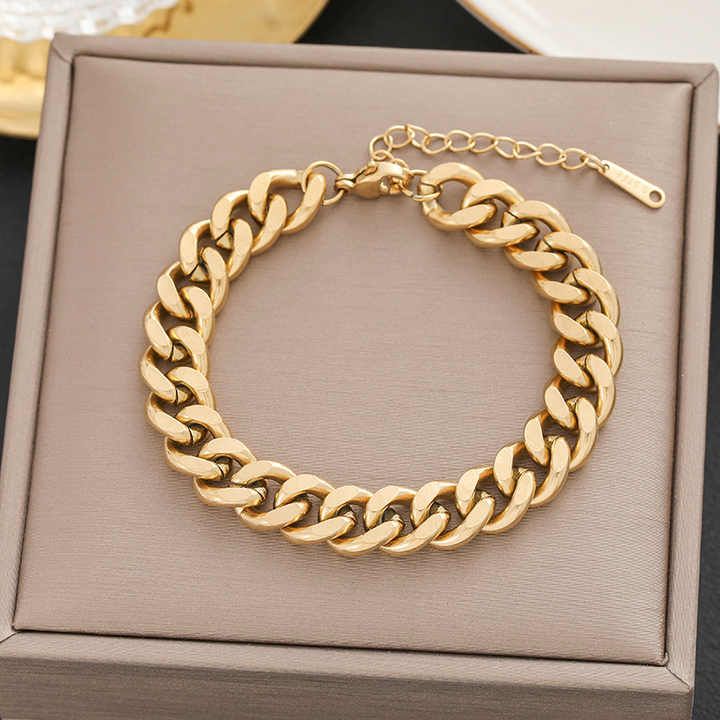 Bold Gold-Plated Cuban Link Chain Bracelet