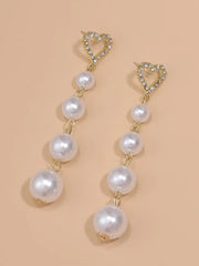 Korean Heart Pearl Long Earrings | Stylish Korean Earrings for Women and Girls, Elegant Hoop Earrings with Pearl Detail, Cute Long Earrings for Every Occasion My Store