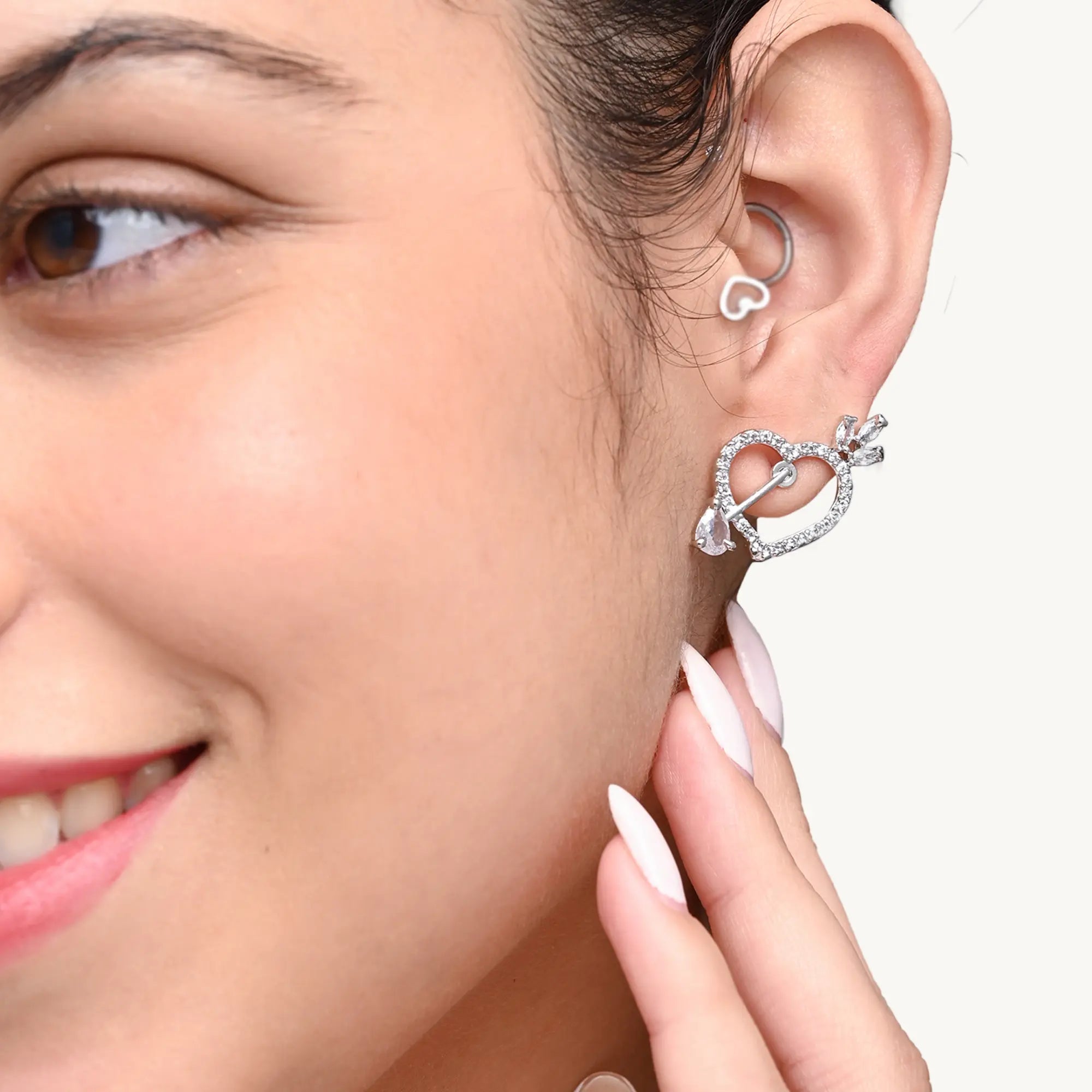 Sparkling Heart Crystal Earrings – Romantic Silver-Plated Studs for Women DZOIR