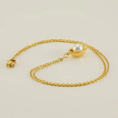 Gold Plated Pearl Planet Pendant Necklace for Women – Minimalist Celestial Jewelry DZOIR