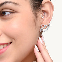 Sparkling Heart Crystal Earrings – Romantic Silver-Plated Studs for Women DZOIR