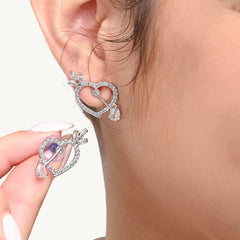 Sparkling Heart Crystal Earrings – Romantic Silver-Plated Studs for Women DZOIR