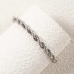 Silver Twisted Rope Chain Bracelet DZOIR
