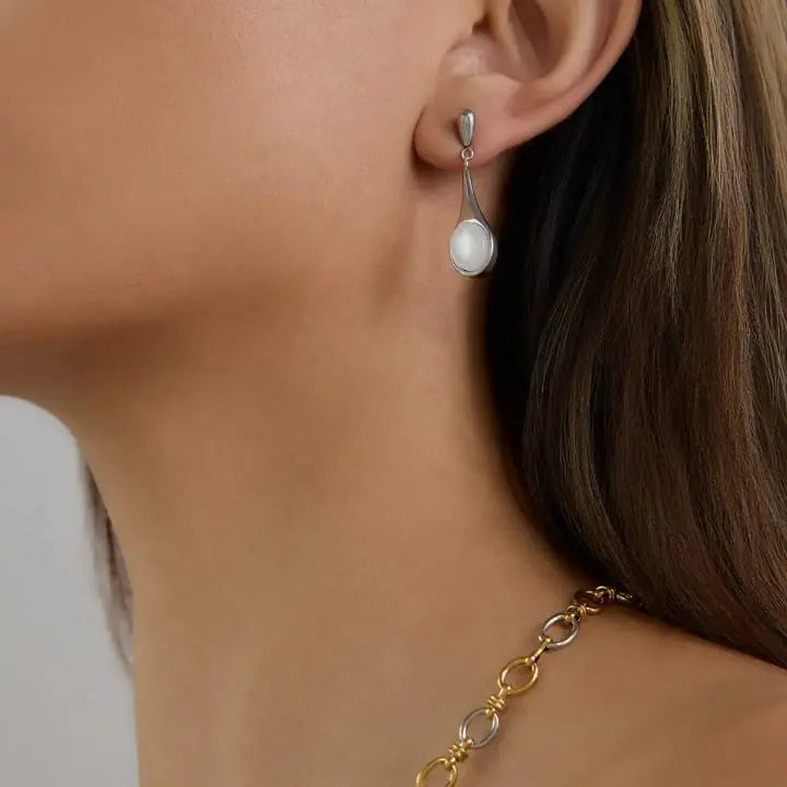 Elegant Teardrop Stainless Steel Earrings for Women DZOIR