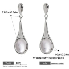 Elegant Teardrop Stainless Steel Earrings for Women DZOIR