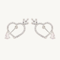 Sparkling Heart Crystal Earrings – Romantic Silver-Plated Studs for Women DZOIR