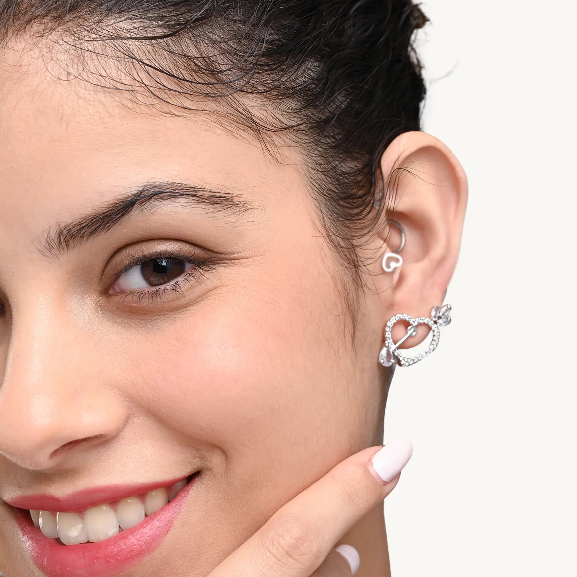 Sparkling Heart Crystal Earrings – Romantic Silver-Plated Studs for Women DZOIR