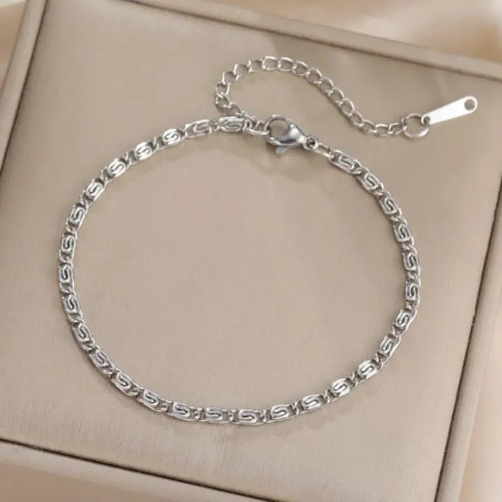 Silver Byzantine Chain Bracelet DZOIR