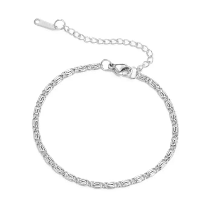 Silver Byzantine Chain Bracelet DZOIR