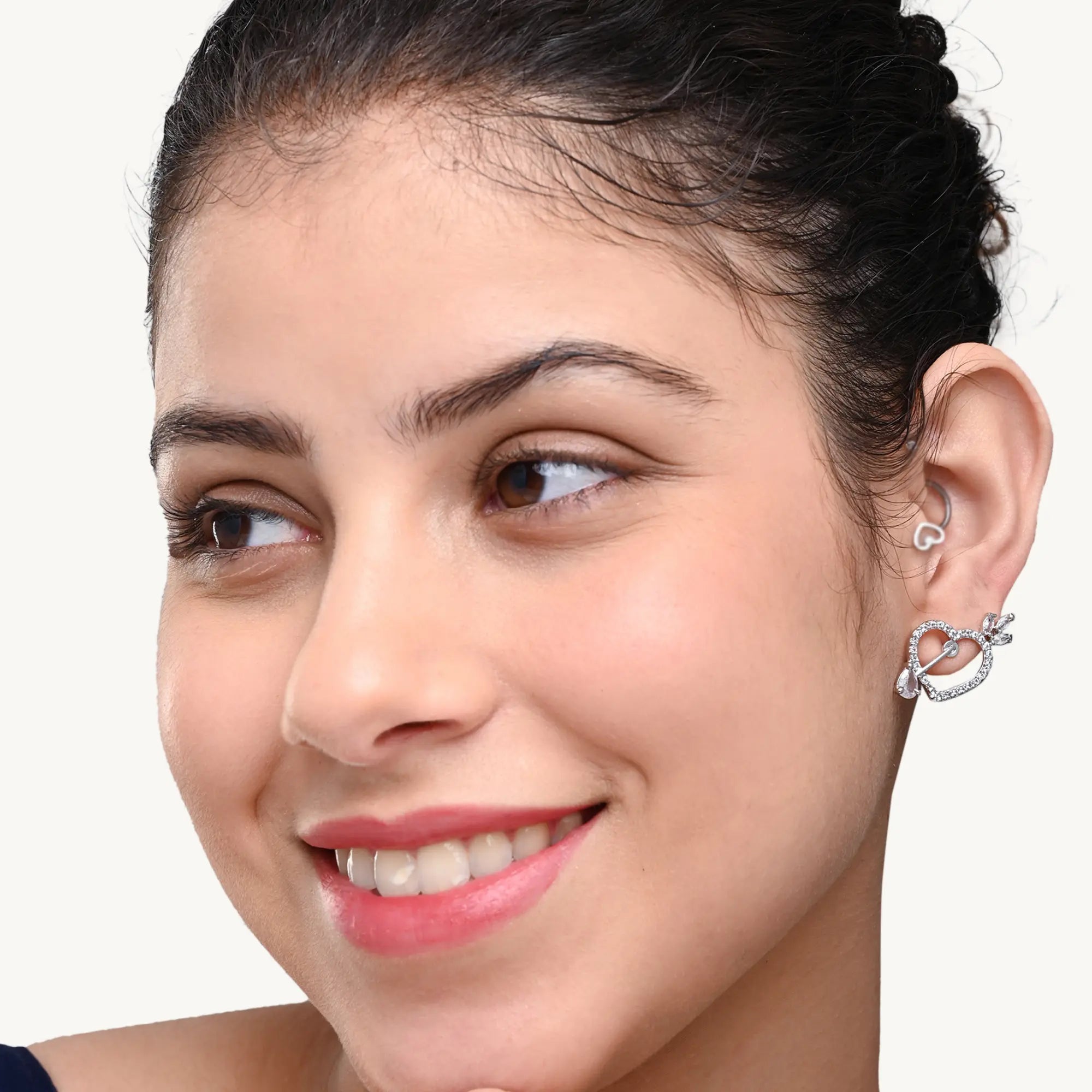 Sparkling Heart Crystal Earrings – Romantic Silver-Plated Studs for Women DZOIR
