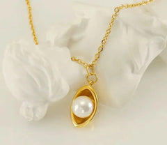 Gold Plated Pearl Planet Pendant Necklace for Women – Minimalist Celestial Jewelry DZOIR