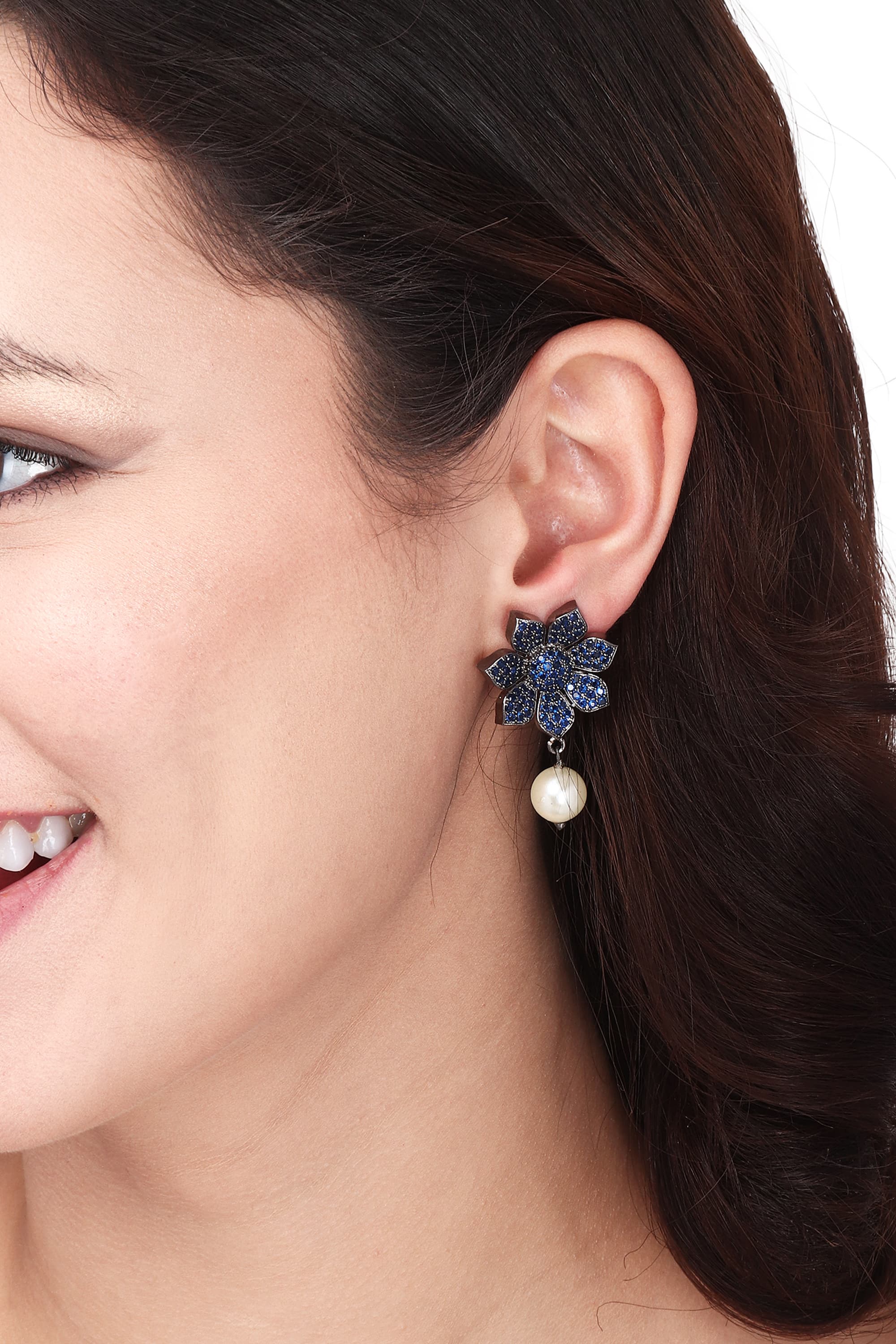 Pearl Drop Dangle Earrings for Women Purple
