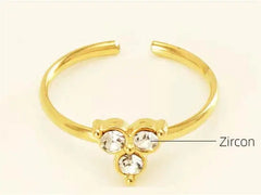 Elegant Gold-Plated Adjustable Ring with Triple Zircon Stones for Women & Girls DZOIR