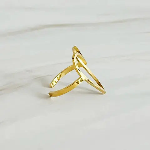 Minimalist Open Heart Ring for Women – Adjustable Gold-Plated Dainty Jewelry for Everyday Wear & Gifting DZOIR
