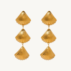 Gold-Plated Shell Dangle Earrings for Women – Vintage Boho Statement Jewelry, Ocean-Inspired Drop Earrings DZOIR