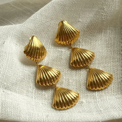 Gold-Plated Shell Dangle Earrings for Women – Vintage Boho Statement Jewelry, Ocean-Inspired Drop Earrings DZOIR