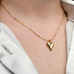 Gold-Plated Heart Pendant Necklace for Women & Girls