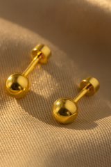 Gold Plated Ball Stud Earrings – Classic Round Earrings for Men & Women | Unisex Daily Wear Jewelry