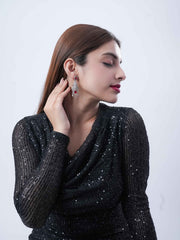 Elegant Red Stone Dangle Earrings for Women | Silver-Plated Designer Partywear Earrings