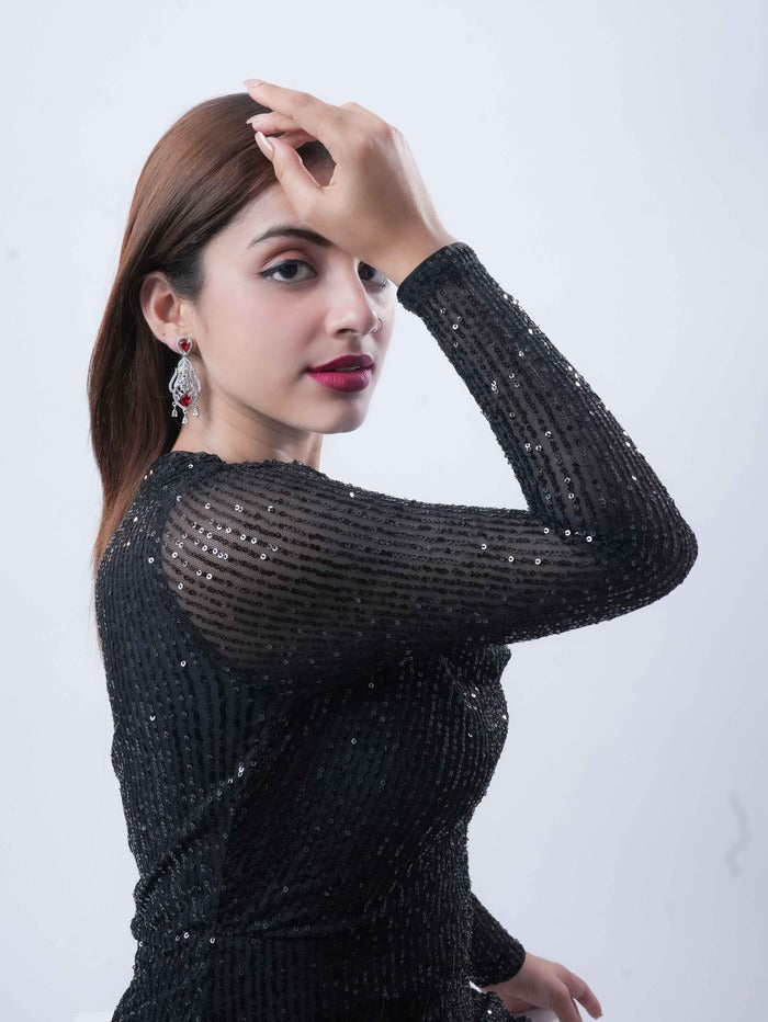 Elegant Red Stone Dangle Earrings for Women | Silver-Plated Designer Partywear Earrings