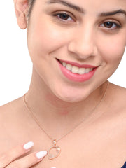 Elegant Rose Gold Heart Pendant Necklace – Dainty & Stylish Jewellery for Women - DZOIR