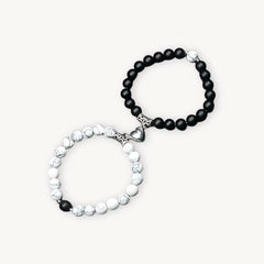 Black Onyx & White Howlite Beaded Matching Bracelets DZOIR