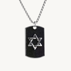 Men's Stainless Steel Star of David Dog Tag Pendant Necklace – Stylish Judaica Jewelry
