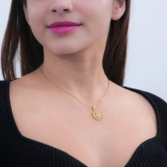 Gold-Plated Sun & Moon Pendant Necklace for Women & Girls DZOIR
