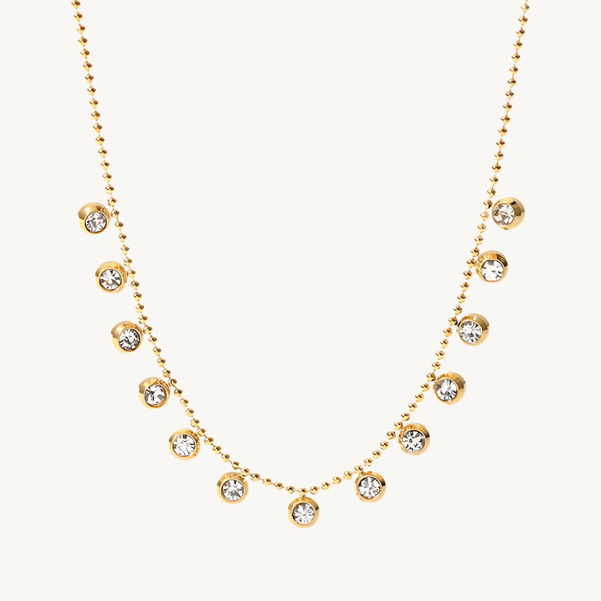 Elegant Gold-Plated Crystal Drop Necklace – Dainty & Sparkling Jewellery for Women DZOIR