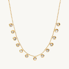 Elegant Gold-Plated Crystal Drop Necklace – Dainty & Sparkling Jewellery for Women DZOIR