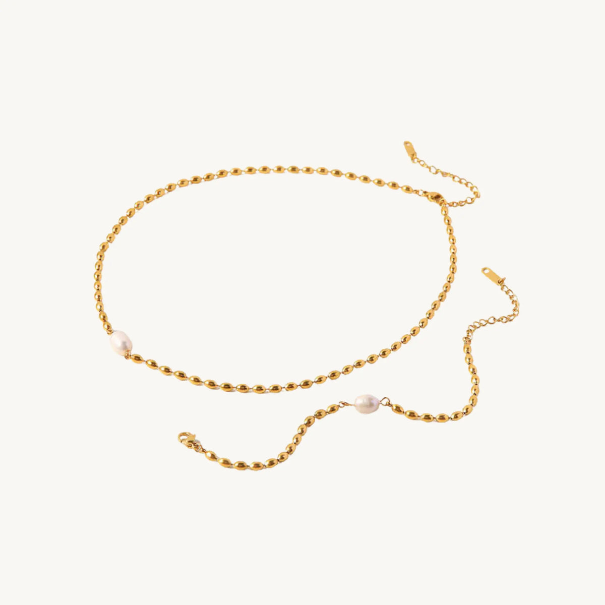 Classic Gold-Plated Bead Bracelet with Pearl Charm – Stylish & Trendy Jewellery DZOIR