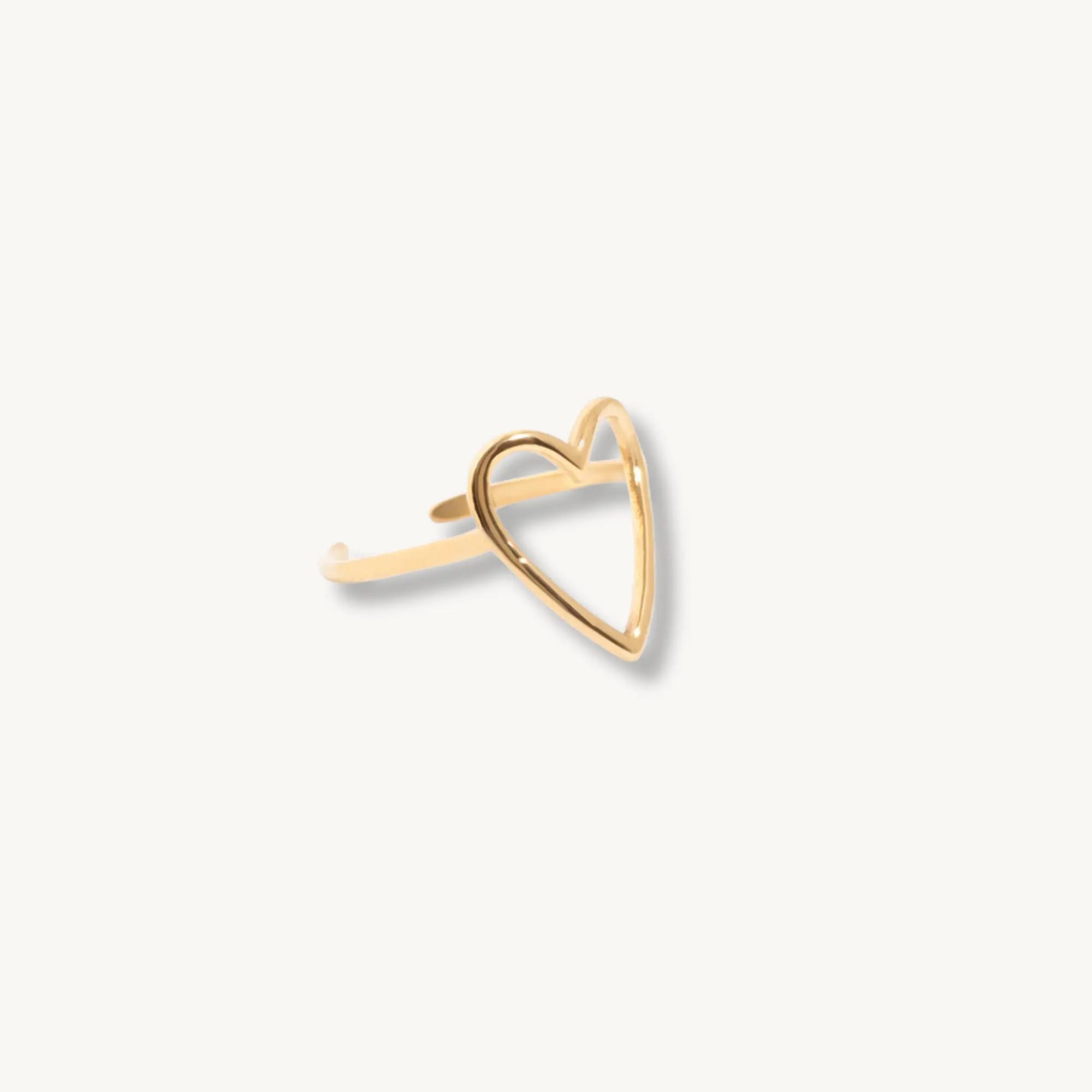 Minimalist Open Heart Ring for Women – Adjustable Gold-Plated Dainty Jewelry for Everyday Wear & Gifting DZOIR