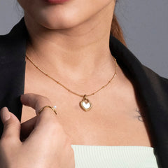 Gold Plated Heart Lock Pendant Necklace – Black Enamel Charm for Women My Store