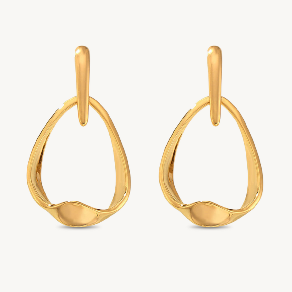 Trendy Abstract Gold Plated Drop Earrings – Modern Statement Jewelry
