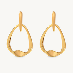 Trendy Abstract Gold Plated Drop Earrings – Modern Statement Jewelry