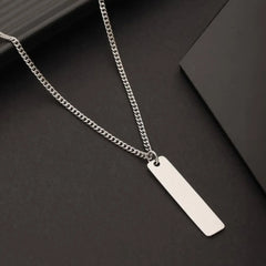 Men’s Minimalist Stainless Steel Bar Pendant Necklace – Sleek & Stylish DZOIR
