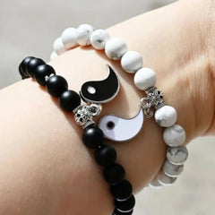 Couple Bracelets – Black & White Beaded Matching Friendship Bracelets - DZOIR