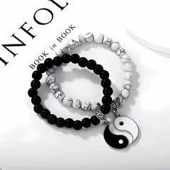 Couple Bracelets – Black & White Beaded Matching Friendship Bracelets - DZOIR