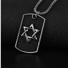 Men's Stainless Steel Star of David Dog Tag Pendant Necklace – Stylish Judaica Jewelry