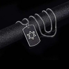Men's Stainless Steel Star of David Dog Tag Pendant Necklace – Stylish Judaica Jewelry