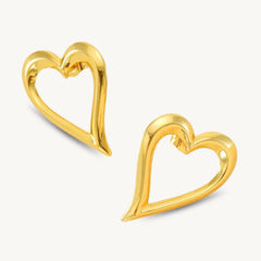 Trendy Open Heart Statement Earrings – Gold Finish for a Classy Look DZOIR