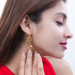 Trendy Abstract Gold Plated Drop Earrings – Modern Statement Jewelry