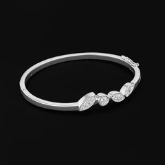 Elegant Baguette-Cut Crystal Bangle – Silver-Tone Adjustable Bracelet DZOIR