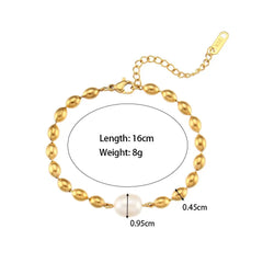 Classic Gold-Plated Bead Bracelet with Pearl Charm – Stylish & Trendy Jewellery DZOIR