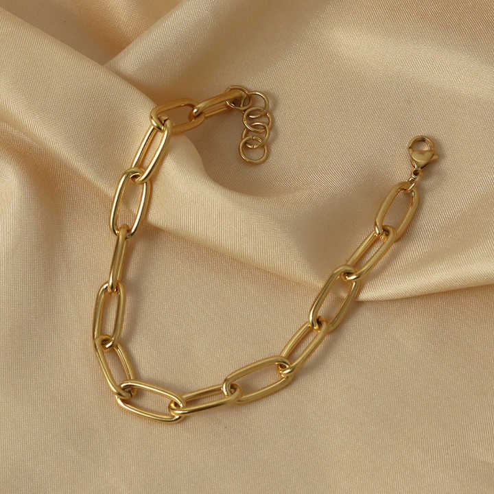 Trendy Gold-Plated Paperclip Chain Bracelet – Minimalist Link Jewelry for Women & Men